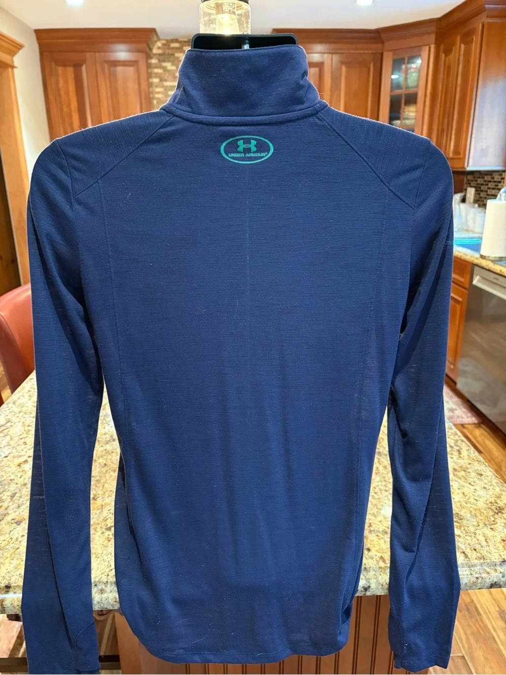 Notre Dame Fighting Irish men’s quarter zip pullover. Sharp blue w/iconic logo